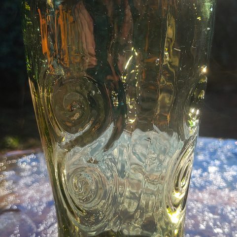 GLASS WITH CELTIC SPIRALS