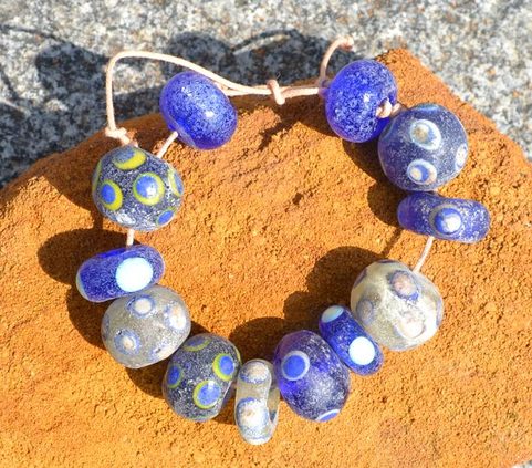 CELTIC BRACELET FROM GLASS BEADS, REPLICA, OLD PATINA