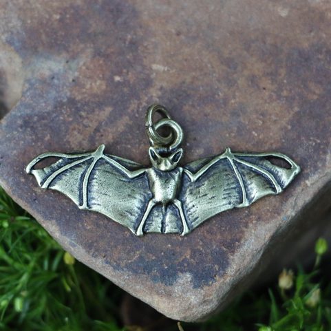 BAT PENDANT, ZINC, ANTIQUE BRASS