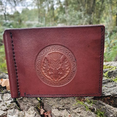 SCOTTISH THISTLE - LEATHER WALLET, BROWN