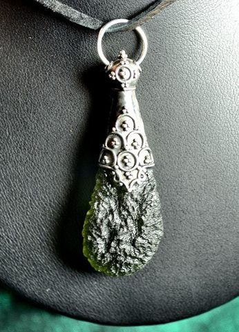AQUILA, LUXURY SILVER JEWEL WITH CZECH MOLDAVITE, PENDANT AG 925