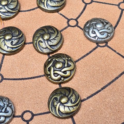 27 + 27 + 1 PLAYING STONES FOR FIDCHELL CELTIC BOARD GAME, ERIN VERSION