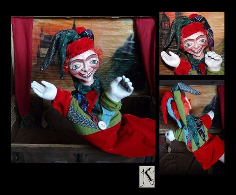 CLOWN, WOODEN MARIONETTE