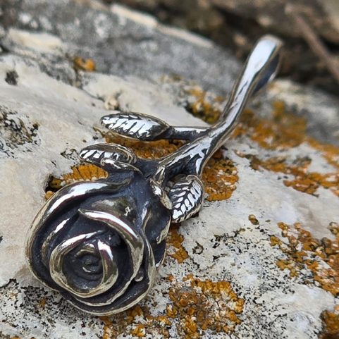 DESERT ROSE, ROSE, SILVER PENDANT, AG 925/1000
