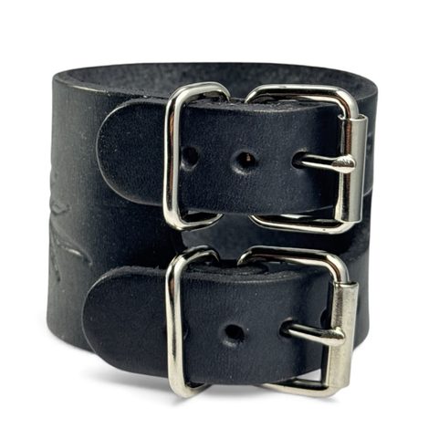 NEW ZEALAND - FERN, LEATHER BRACELET, BLACK