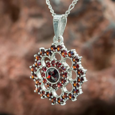 GRETA, GARNET, CZECH JEWEL, STERLING SILVER