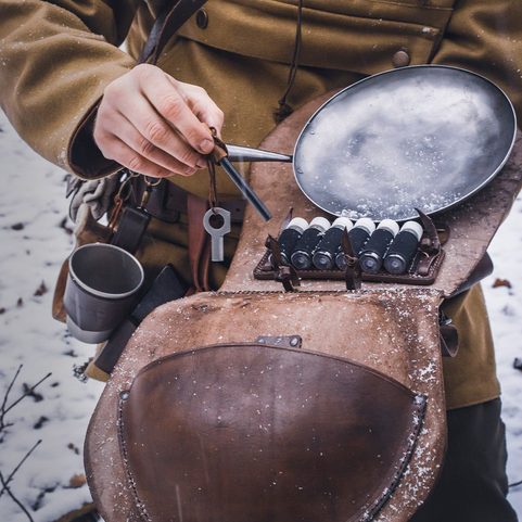 OUTDOOR PAN 23 CM WITH FORK HANDLE, PERUNIKA SYSTEM FOR BUSHCRAFT