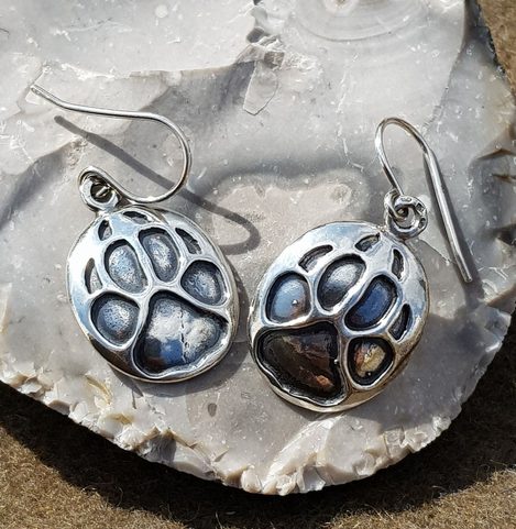 WOLF TRACK, EARRINGS, STERLING SILVER