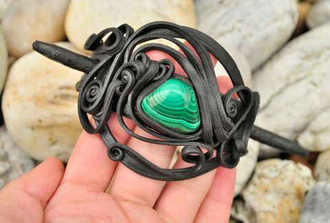MALACHITE - BROCHE À CHEVEUX