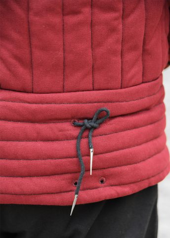 PADDED DOUBLET WITH ARMING POINTS, WINE RED - BLACK
