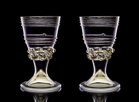 MEDIEVAL WINE GLASS, 14TH CENTURY, FRANCE, SET OF 2