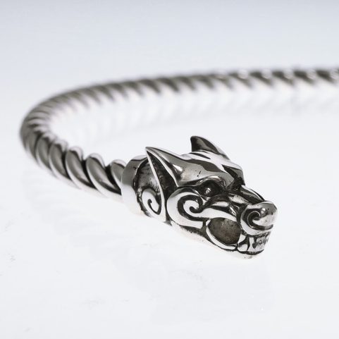 FENRIR, WOLF'S HEADS TORQUES, SILVER 925