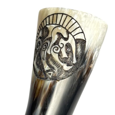 BOAR, ENGRAVED CELTIC DRINKING HORN