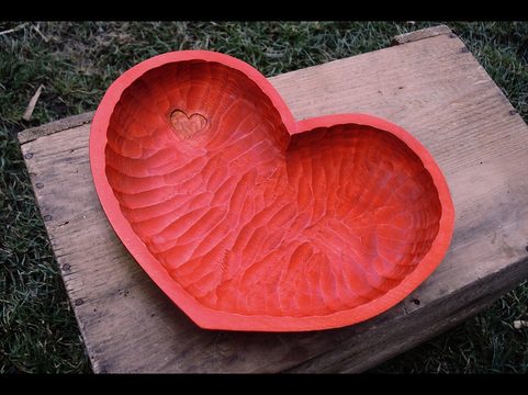 HEART DISH, HAND CARVED