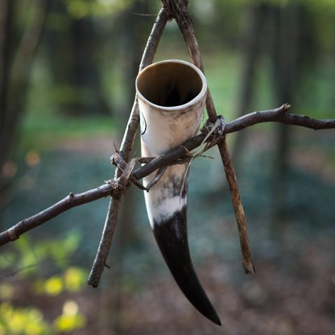 CELTIC WOLF, CARVED DRINKING HORN 0,4 L