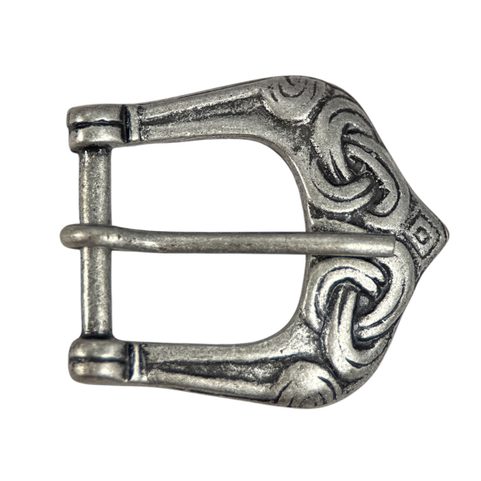 BOUCLE DE CEINTURE VIKING AVEC ORNEMENTS TRESSÉS, ARGENT ANTIQUE