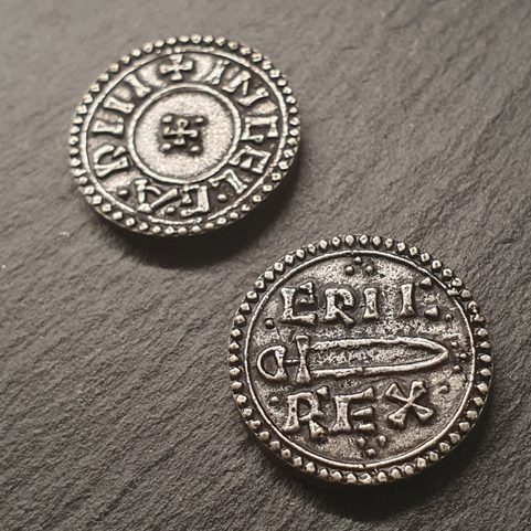 ERIC BLOODAXE, NORTHUMBIRA, 952 REPLICA OF A VIKING COIN, ZINC