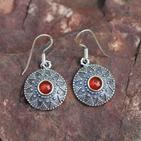 ISOLDA, HESSONITE, SILVER EARRINGS