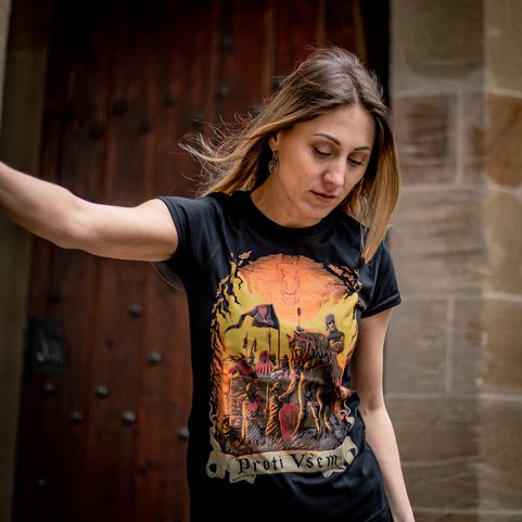 AGAINST ALL, LADIES T-SHIRT, COLOURED, NAAV