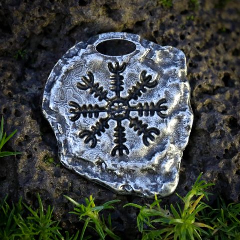ÆGISHJÁLMUR - HELM OF AWE, MAGICAL AMULET, ICELAND, ZINC