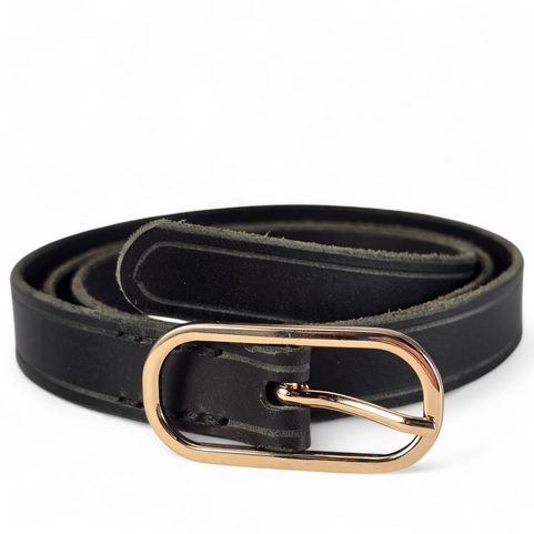 WOMEN'S LEATHER BELT, BLACK