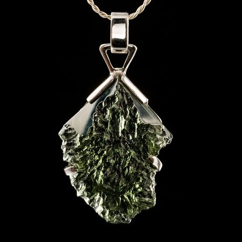 LORENA, MOLDAVITE, SILVER PENDANT