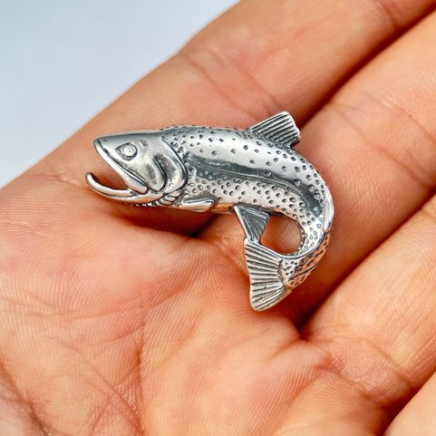 TROUT - FISH, PENDANT, STERLING SILVER