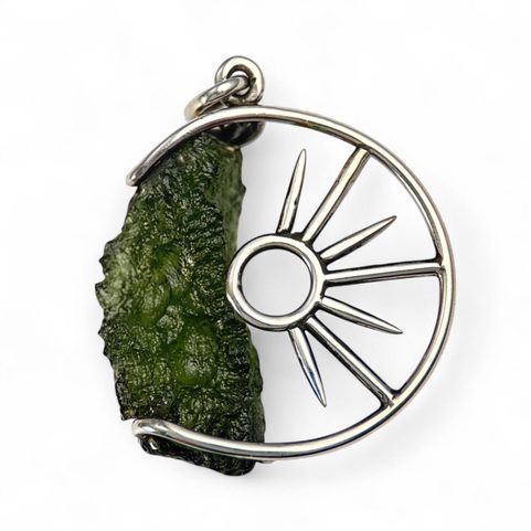 TARANIS, MOLDAVITE PENDANT, SILVER 925/1000