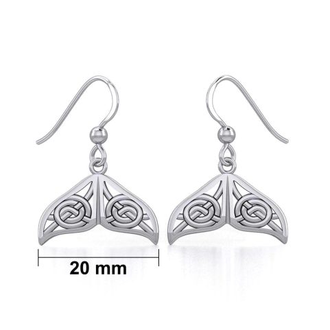 CELTIC KNOTWORK WHALE TAIL SILVER EARRINGS