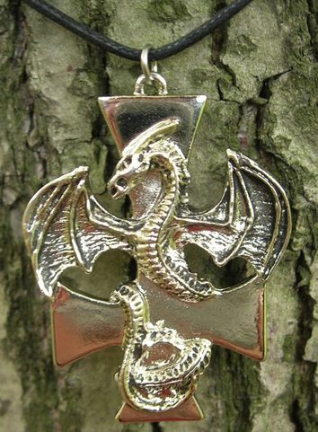 DRAGON AND CROSS - METALWEAR PENDANT