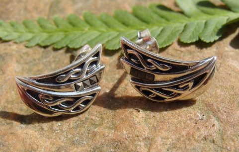 MODERN CELTIC ART, SILVER EARRINGS, AG 925
