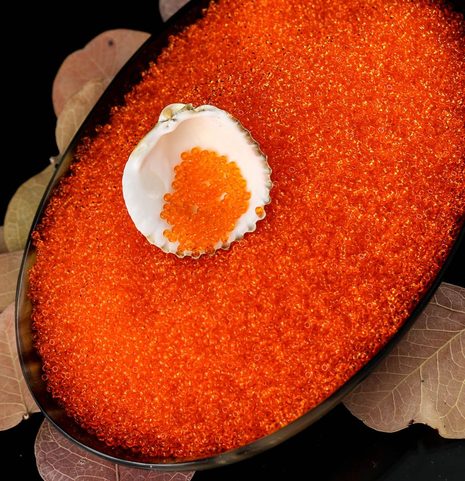 CZECH ROCAILLE SEED BEADS, TRANSPARENT ORANGE 10/0