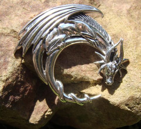 MOON DRAGON, SILVER PENDANT