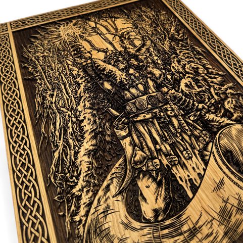 HEIMDALL, DÉCORATION MURALE, BOIS 32X46CM