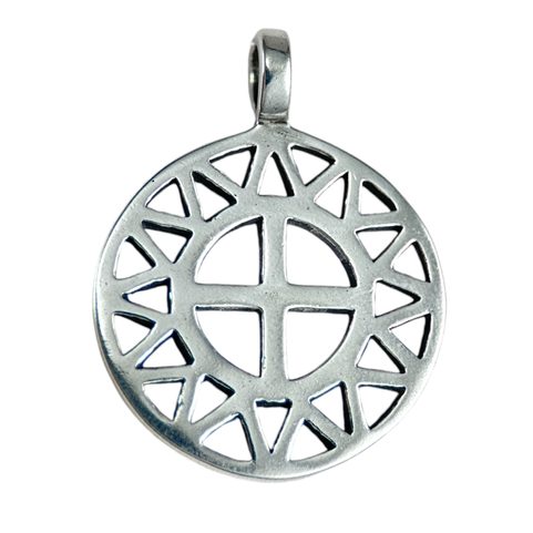 SUN AND CROSS, SILVER PENDANT