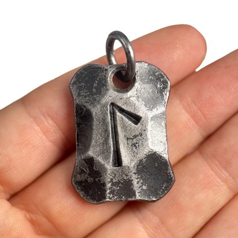 LAGUZ, FORGED IRON RUNE PENDANT
