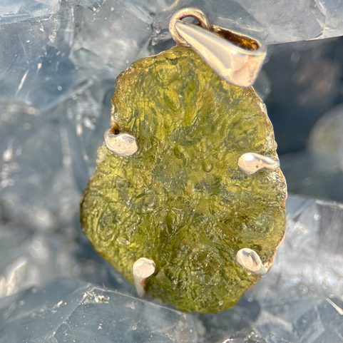 BARBARA, SILVER PENDANT WITH CZECH MOLDAVITE AG 925