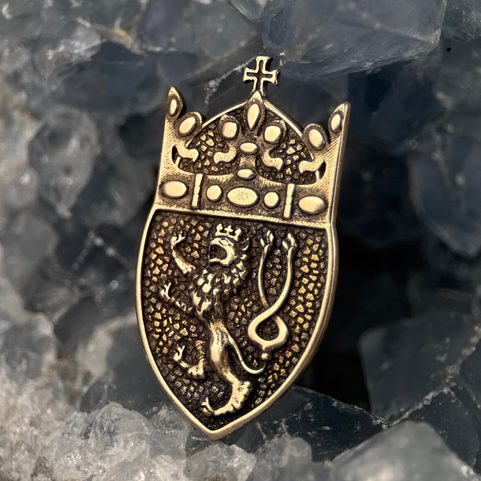 ST. WENCESLAS CROWN - CZECH LION, PENDANT, BRONZE