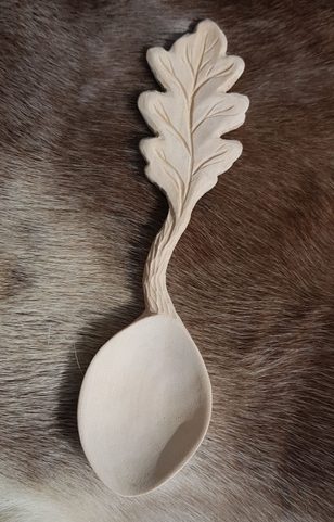 FEUILLE DE CHÊNE, CUILLÈRE SCULPTÉE