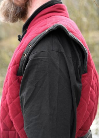 GAMBESON WITH DETACHABLE SLEEVES, BURGUNDY RED - BLACK