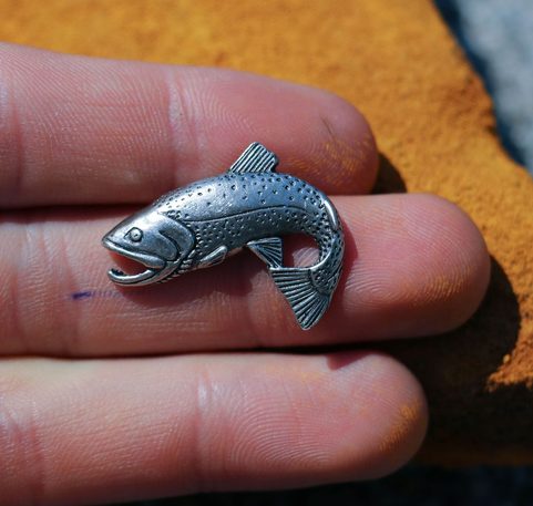 TROUT, FISH, FISHING PENDANT, ZINC ANTIQUE SILVER