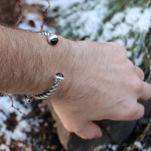 ALESIA, SILVER BRACELET, MOLDAVITE