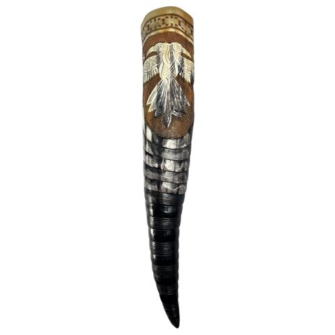 HUGINN AND MUNINN, DECORATED VIKING HORN