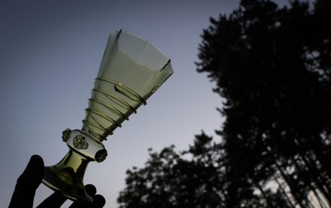 HISTORICAL GREEN GLASS GOBLET