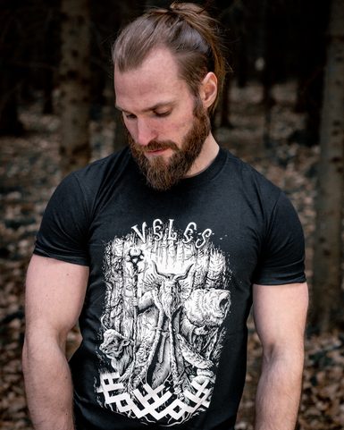 VELES, SLAWISCHES HERREN-T-SHIRT NAAV, SCHWARZ-WEISS