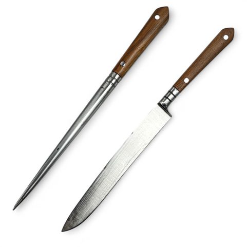 SET MÉDIÉVAL FORGÉ, COUTEAU ET AIGUILLE