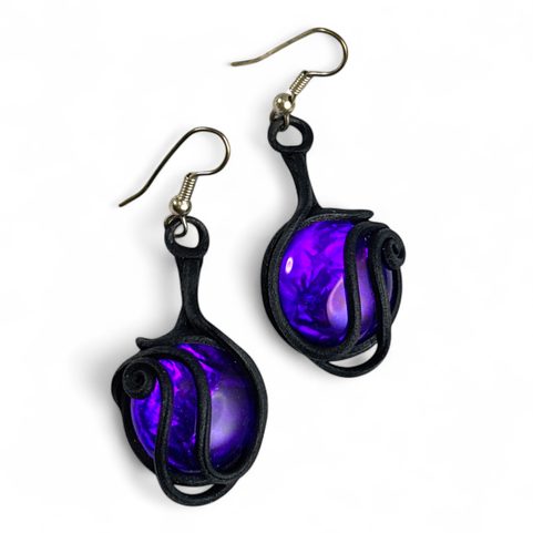 BOUCLES D'OREILLES EN VERRE VIOLET