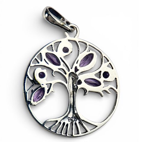 ARBRE DE VIE, AMÉTHYSTE, PENDENTIF, ARGENT 925/1000