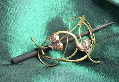SLAVIC LIME LEAVES, HANDMADE HAIR BROOCH