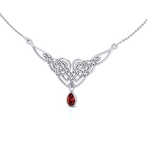LADY AVALON, SILVER NECKLACE WITH GARNET